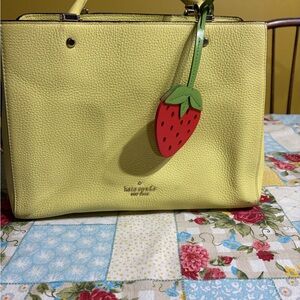 Kate Spade Lemon Yellow Tote with Strawberry Charm